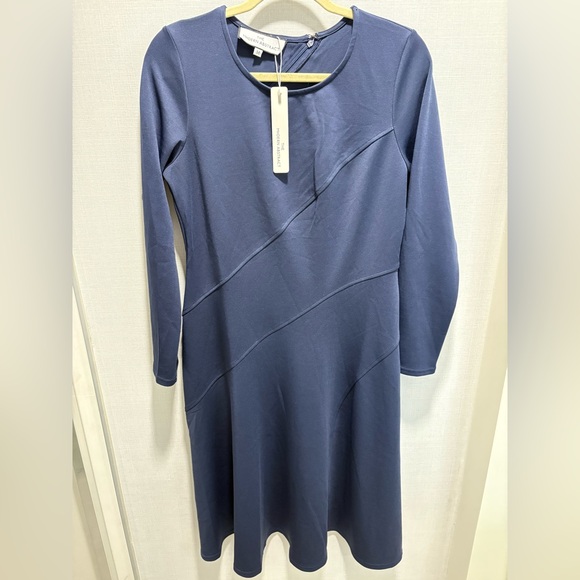 The Modern Abstract Long Sleeve Dress Navy Blue - Picture 1 of 5